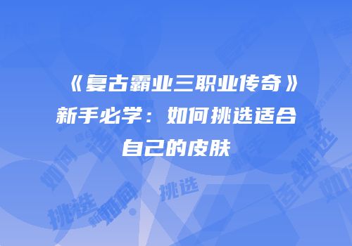 《复古霸业三职业传奇》新手必学：如何挑选适合自己的皮肤