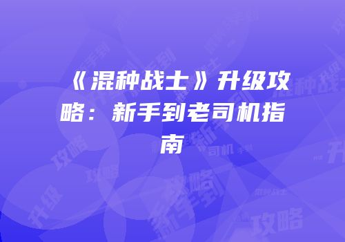 《混种战士》升级攻略：新手到老司机指南