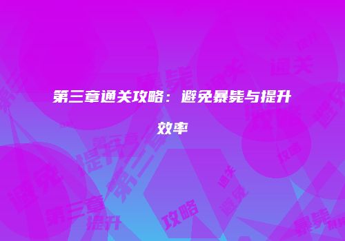 第三章通关攻略：避免暴毙与提升效率