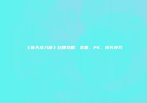 《新天龙八部》白嫖攻略：装备、PK、成长技巧