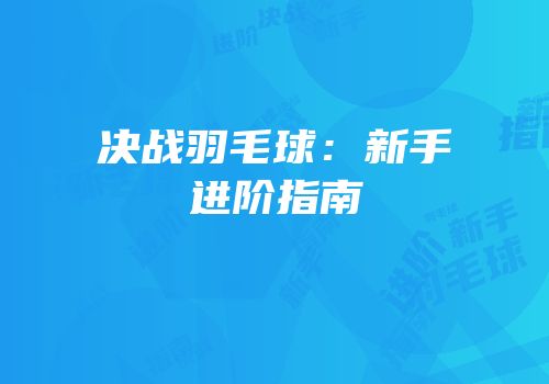 决战羽毛球：新手进阶指南