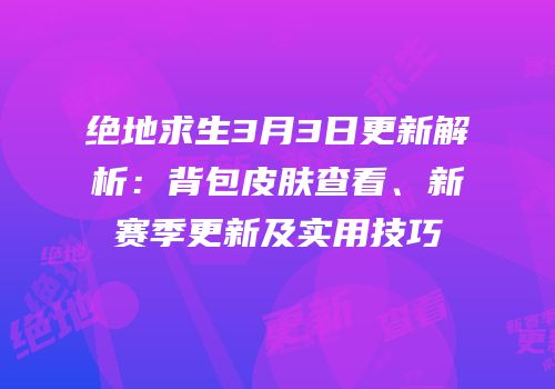 绝地求生3月3日更新解析：背包皮肤查看、新赛季更新及实用技巧