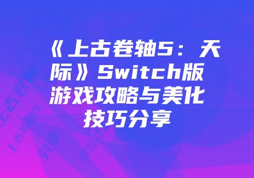 《上古卷轴5：天际》Switch版游戏攻略与美化技巧分享