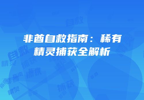 非酋自救指南：稀有精灵捕获全解析