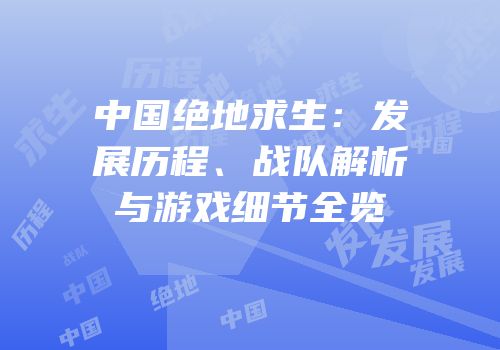中国绝地求生：发展历程、战队解析与游戏细节全览