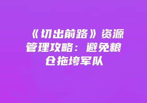 《切出前路》资源管理攻略：避免粮仓拖垮军队
