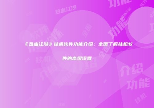 《热血江湖》挂机软件功能介绍：全面了解挂机软件的高级设置