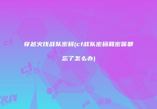 穿越火线战队密码(cf战队密码和密保都忘了怎么办)
