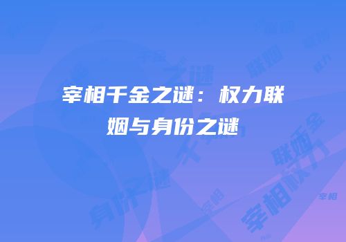 宰相千金之谜：权力联姻与身份之谜