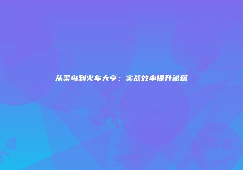 从菜鸟到火车大亨：实战效率提升秘籍