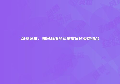 风暴英雄：如何利用经验梯度优化英雄组合