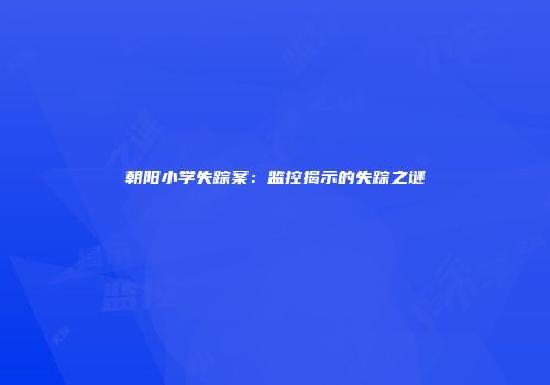 朝阳小学失踪案：监控揭示的失踪之谜