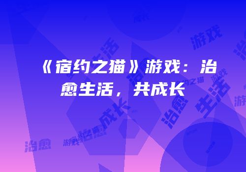 《宿约之猫》游戏：治愈生活，共成长