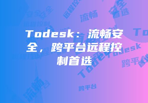 Todesk：流畅安全，跨平台远程控制首选