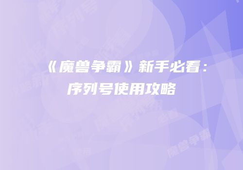 《魔兽争霸》新手必看：序列号使用攻略