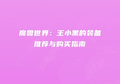 魔兽世界：王小黑的装备推荐与购买指南