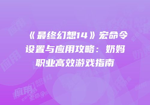 《最终幻想14》宏命令设置与应用攻略：奶妈职业高效游戏指南