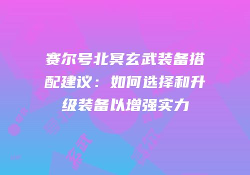 赛尔号北冥玄武装备搭配建议：如何选择和升级装备以增强实力
