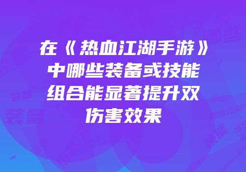 在《热血江湖手游》中哪些装备或技能组合能显著提升双伤害效果