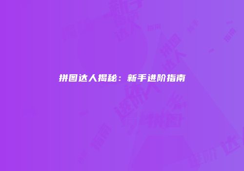 拼图达人揭秘：新手进阶指南