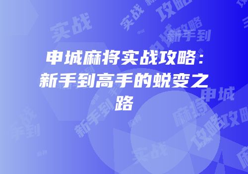 申城麻将实战攻略：新手到高手的蜕变之路