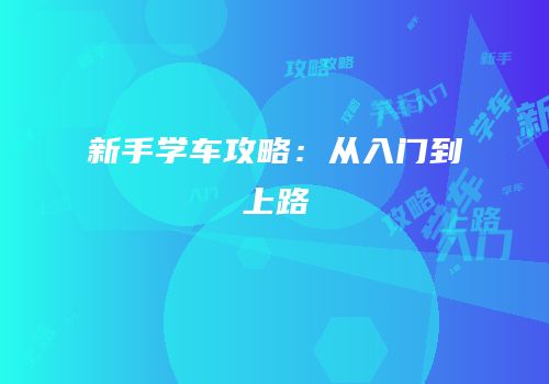新手学车攻略：从入门到上路
