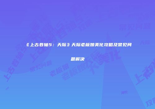 《上古卷轴5：天际》天际老板娘美化攻略及常见问题解决