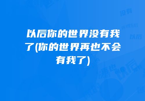 以后你的世界没有我了(你的世界再也不会有我了)