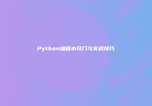 Python编程小窍门与实战技巧