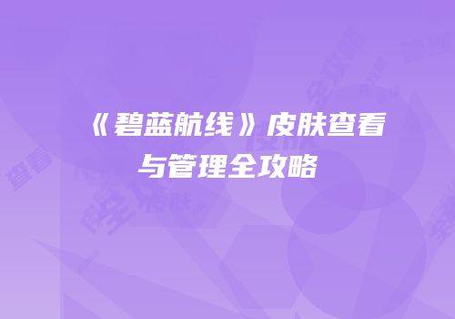 《碧蓝航线》皮肤查看与管理全攻略