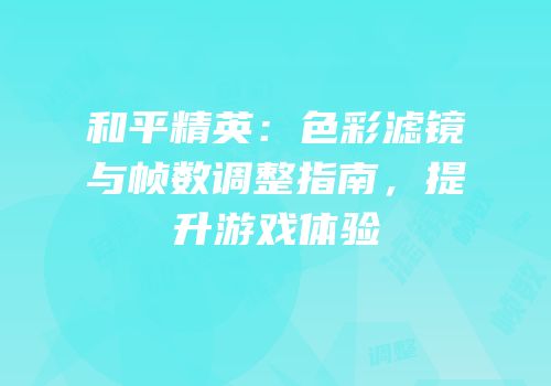 和平精英：色彩滤镜与帧数调整指南，提升游戏体验