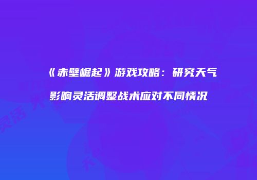 《赤壁崛起》游戏攻略：研究天气影响灵活调整战术应对不同情况