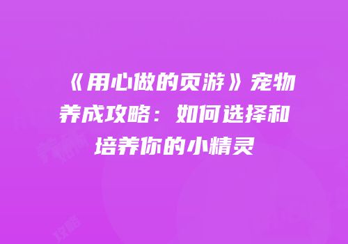 《用心做的页游》宠物养成攻略：如何选择和培养你的小精灵