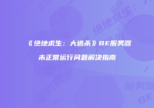 《绝地求生：大逃杀》BE服务器未正常运行问题解决指南