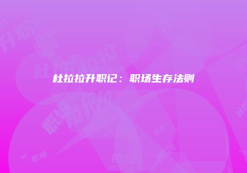 杜拉拉升职记：职场生存法则