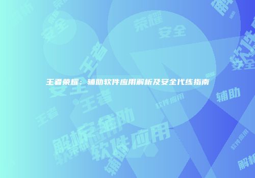 王者荣耀：辅助软件应用解析及安全代练指南