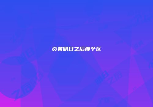 炎黄明日之后那个区