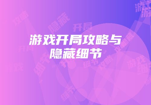 游戏开局攻略与隐藏细节