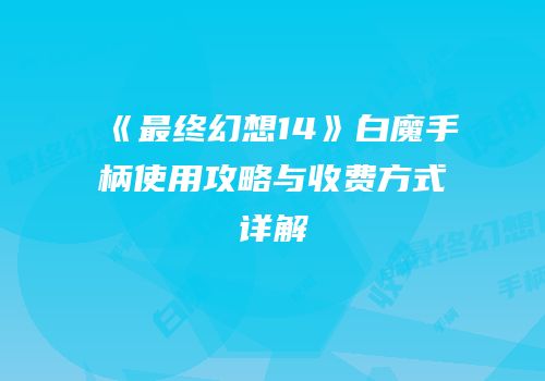 《最终幻想14》白魔手柄使用攻略与收费方式详解