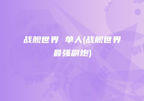 战舰世界 单人(战舰世界最强副炮)