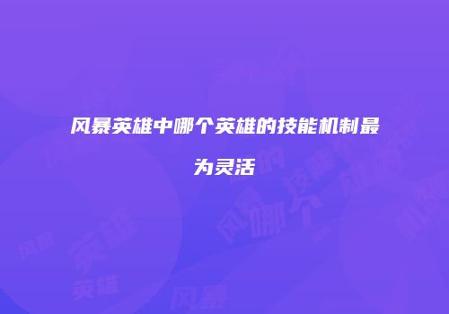 风暴英雄中哪个英雄的技能机制最为灵活