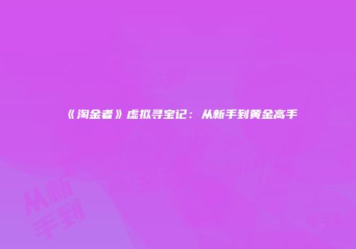 《淘金者》虚拟寻宝记：从新手到黄金高手