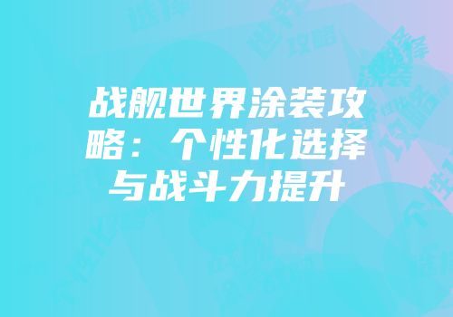 战舰世界涂装攻略：个性化选择与战斗力提升