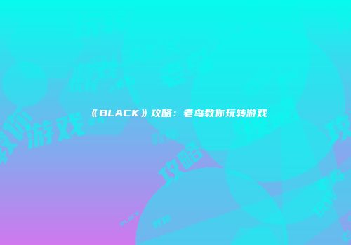 《BLACK》攻略：老鸟教你玩转游戏