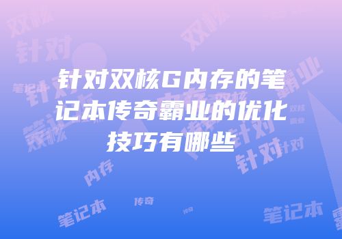 针对双核G内存的笔记本传奇霸业的优化技巧有哪些