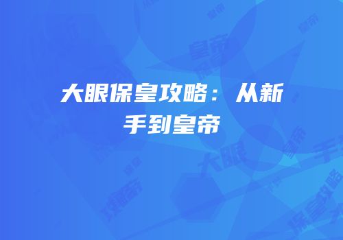 大眼保皇攻略：从新手到皇帝