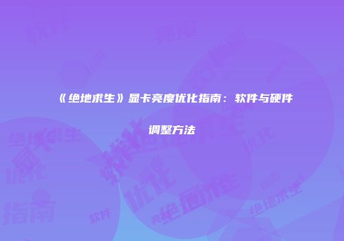 《绝地求生》显卡亮度优化指南：软件与硬件调整方法