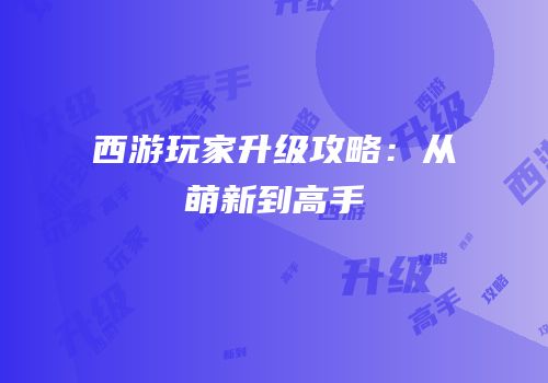 西游玩家升级攻略：从萌新到高手