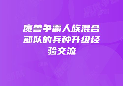 魔兽争霸人族混合部队的兵种升级经验交流