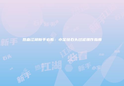 热血江湖新手必看：小宝挂石头过滤操作指南
